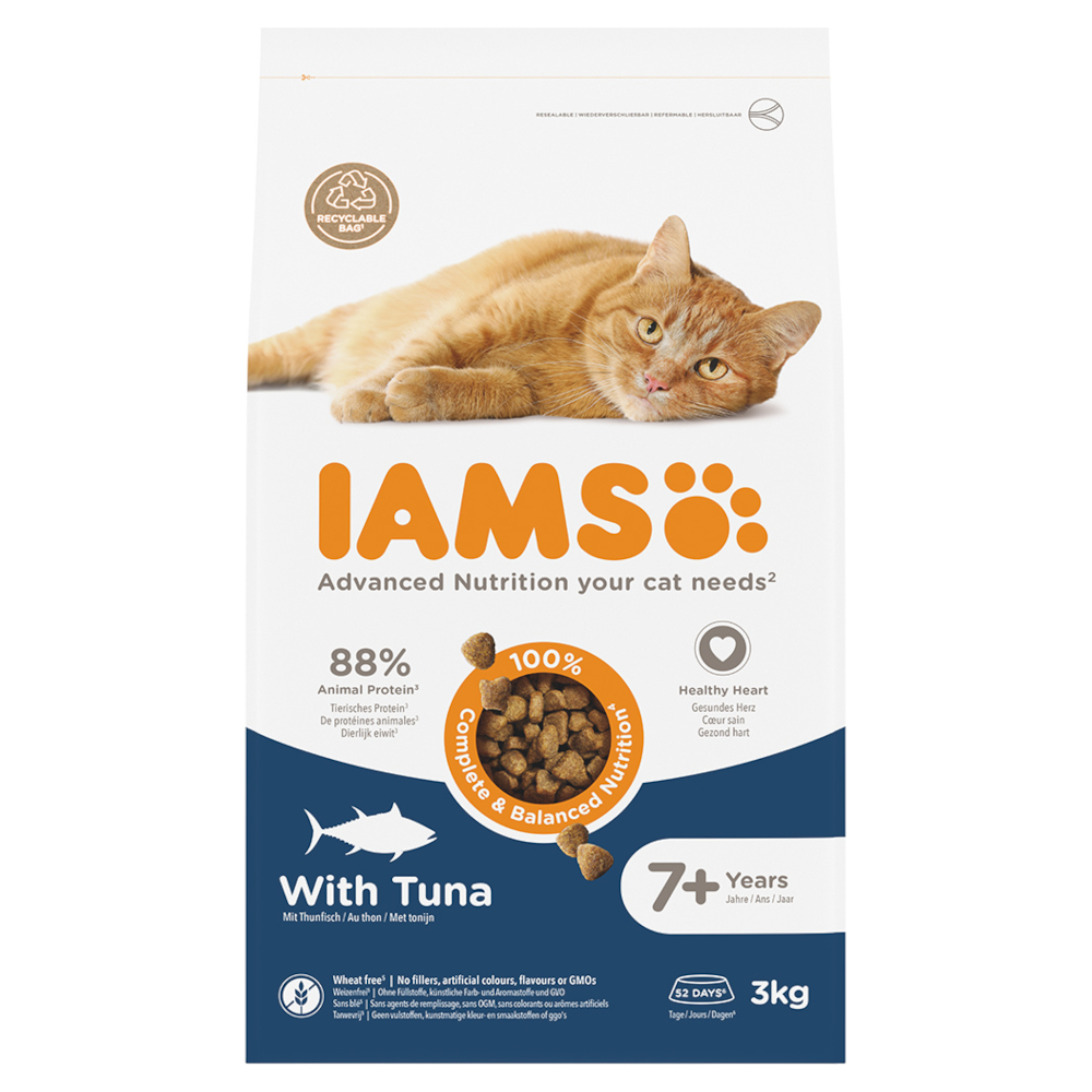 Iams 3kg  Advanced Nutrition Senior droogvoer voor katten 7+ met tonijn