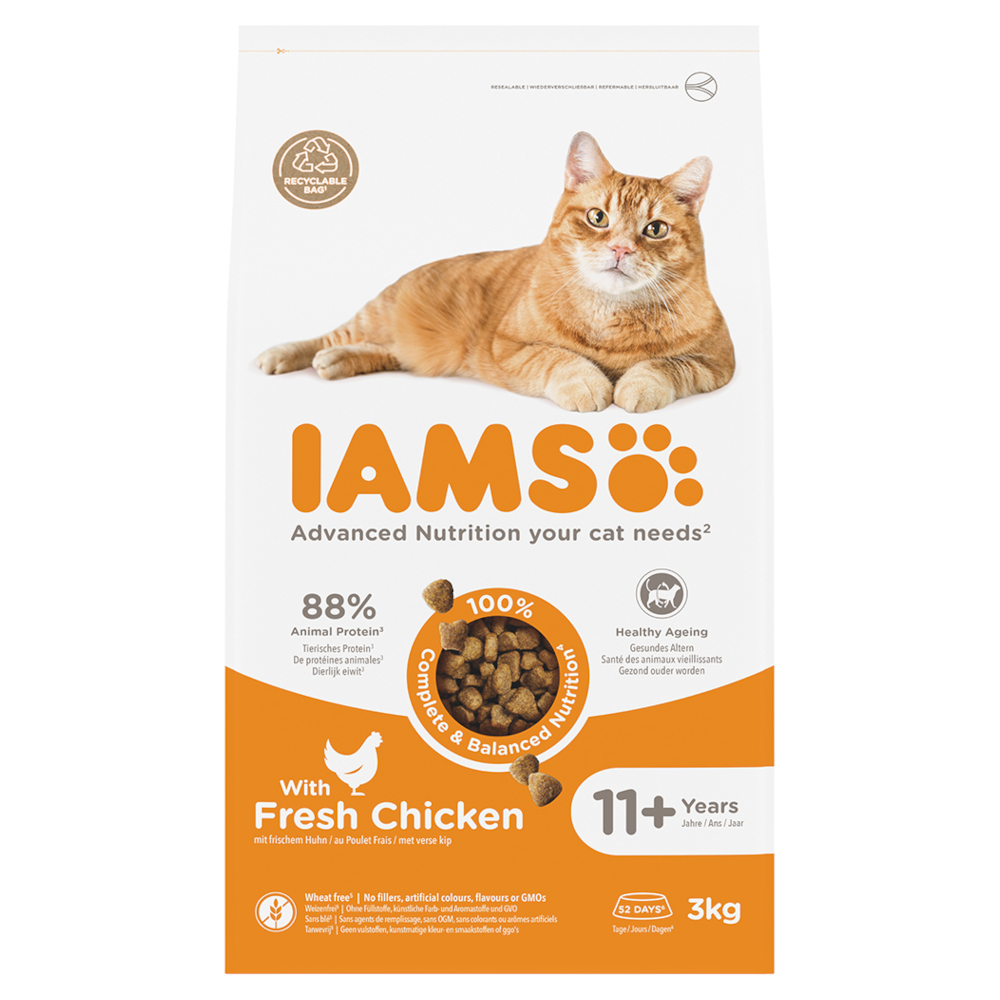 Iams 3kg  Advanced Nutrition Senior droogvoer voor katten 11+ met kip