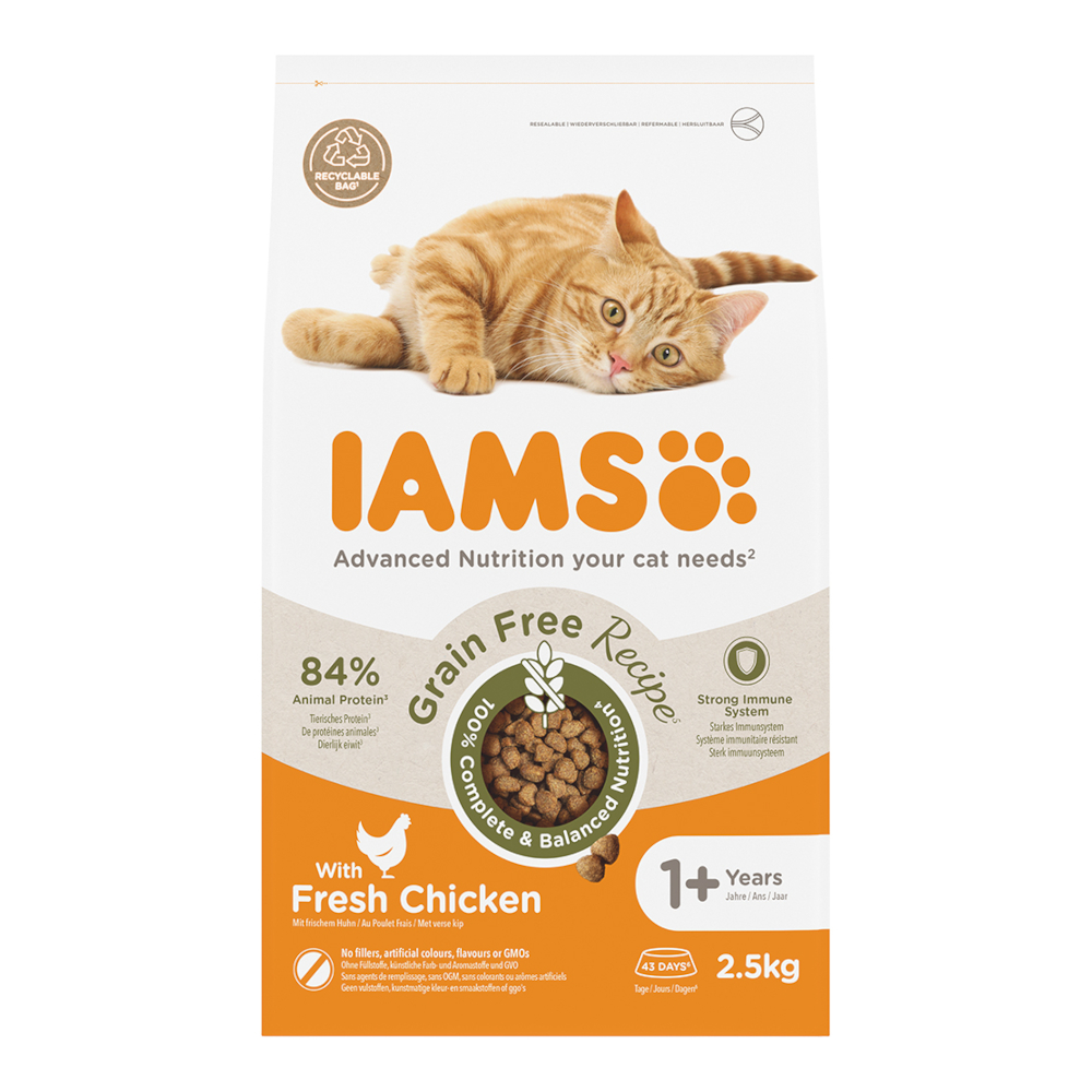 Iams 2,5kg  Advanced Nutrition Graanvrij met kip droogvoer voor katten