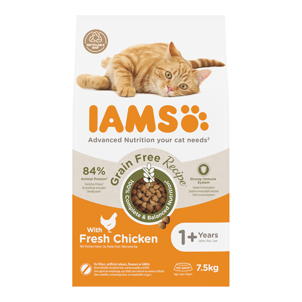 Iams 7,5kg   Advanced Nutrition Graanvrij met kip droogvoer voor katten