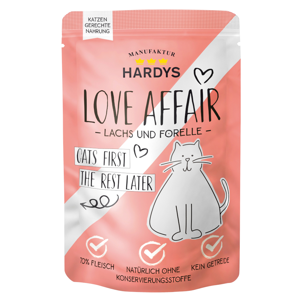 Hardys LOVE AFFAIR 12x100g zalm & forel  natvoer voor katten