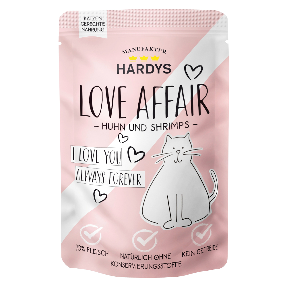 Hardys LOVE AFFAIR 12x100g Kip & Garnalen  natvoer voor katten