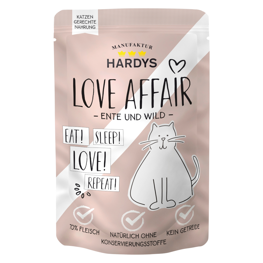 Hardys LOVE AFFAIR 12x100g Eend & Wild  natvoer voor katten