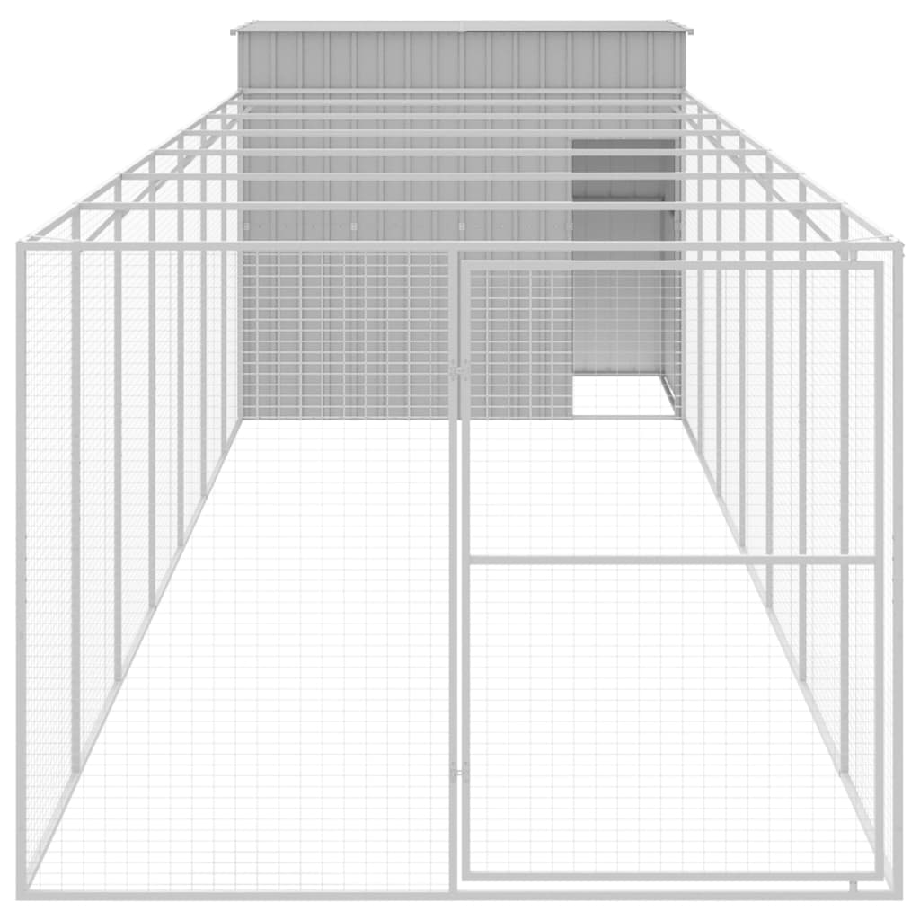 vidaXL Hondenhok met ren 214x865x181 cm staal lichtgrijs