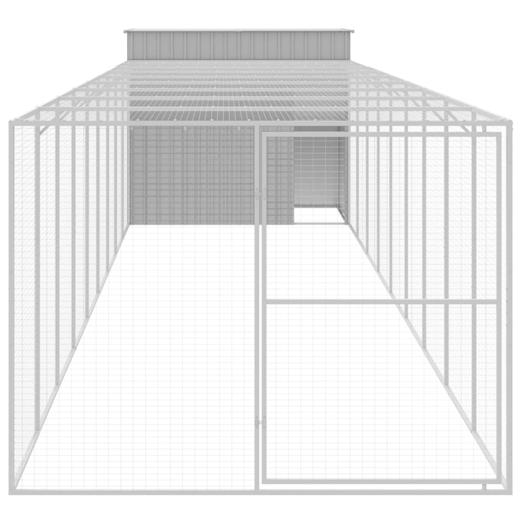 vidaXL Hondenhok met ren 214x1069x181 cm staal lichtgrijs