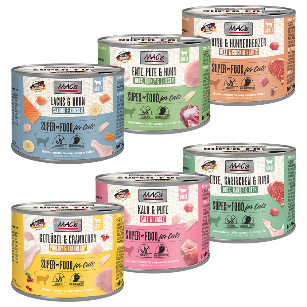 MAC's Cat Kattenvoer Probeerpakket - 6 x 200 g Mix (6 Soorten)
