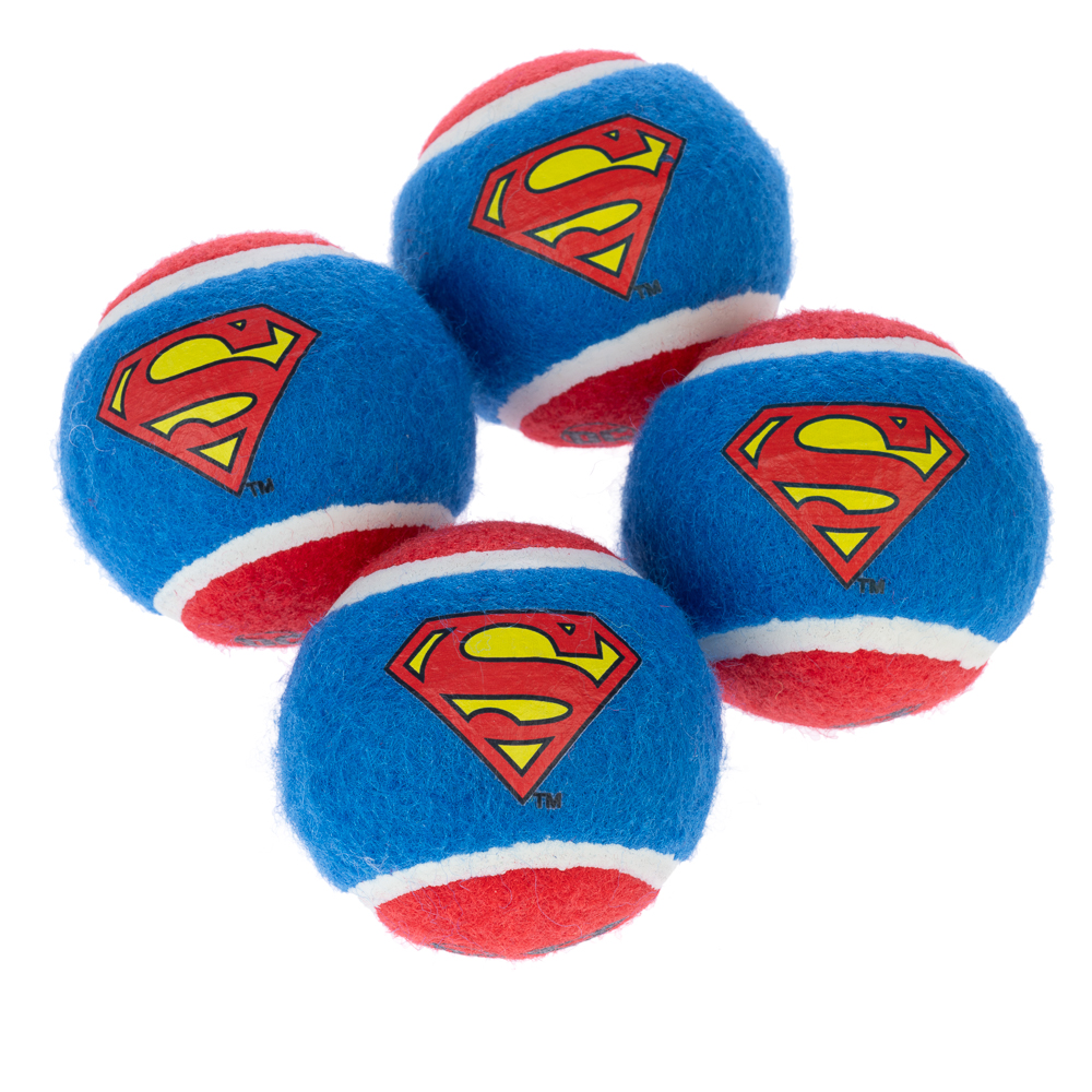 Warner Bros ™ DC Superman tennisbal set 4 stuks (Ø6.3cm elk) hondenspeeltje