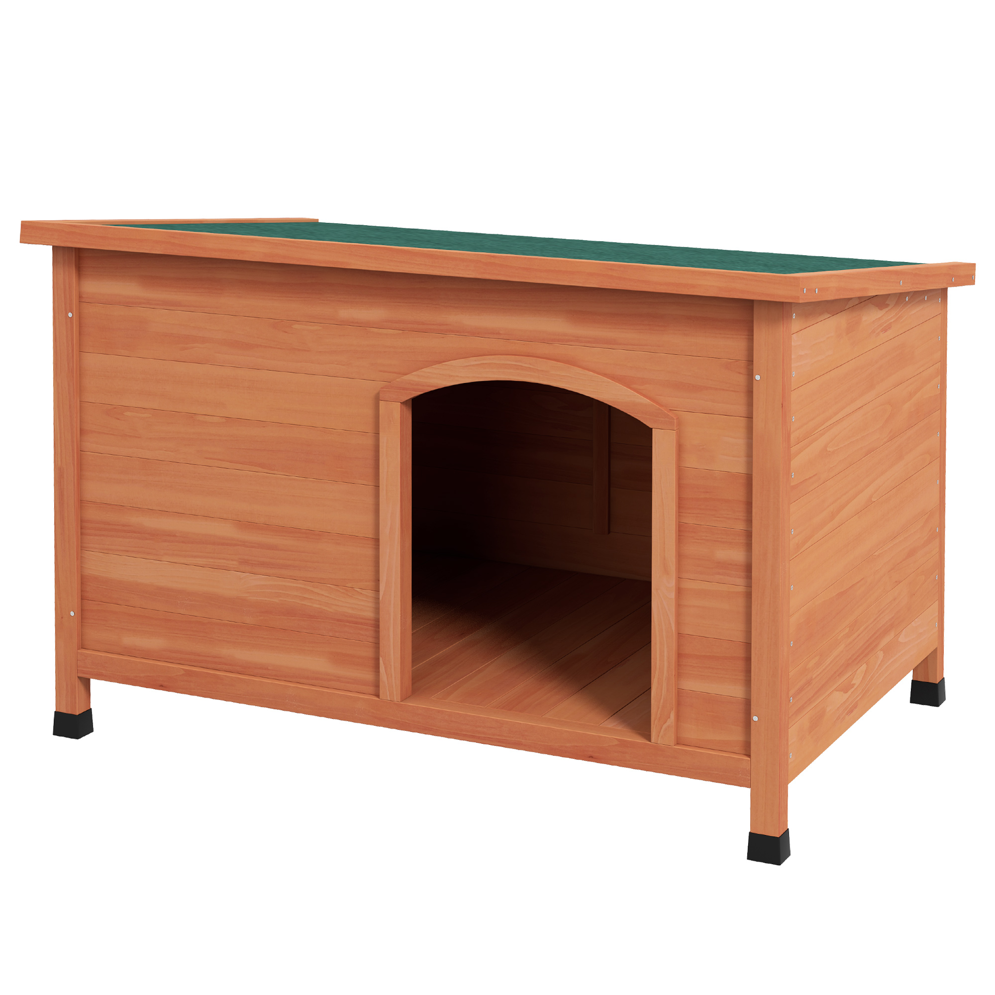 PawHut hondenhut, duurzame houten hondenverblijf, XXL, weerbestendig, eenvoudig te reinigen, 100 x 65,5 x 68 cm, bruin, groen | Aosom.nl