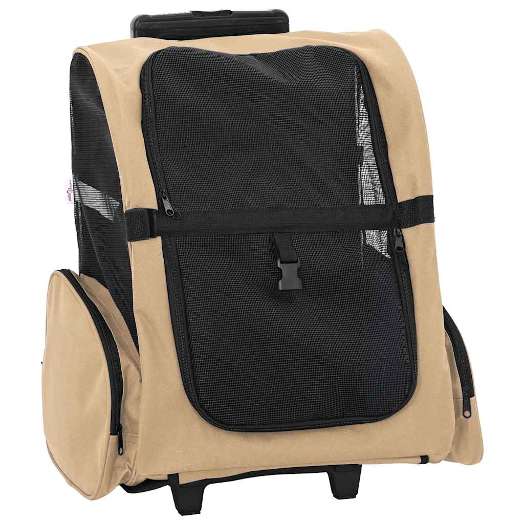 VidaXL Huisdierentrolley 3-in-1 48x32x57 cm oxford stof zandkleurig