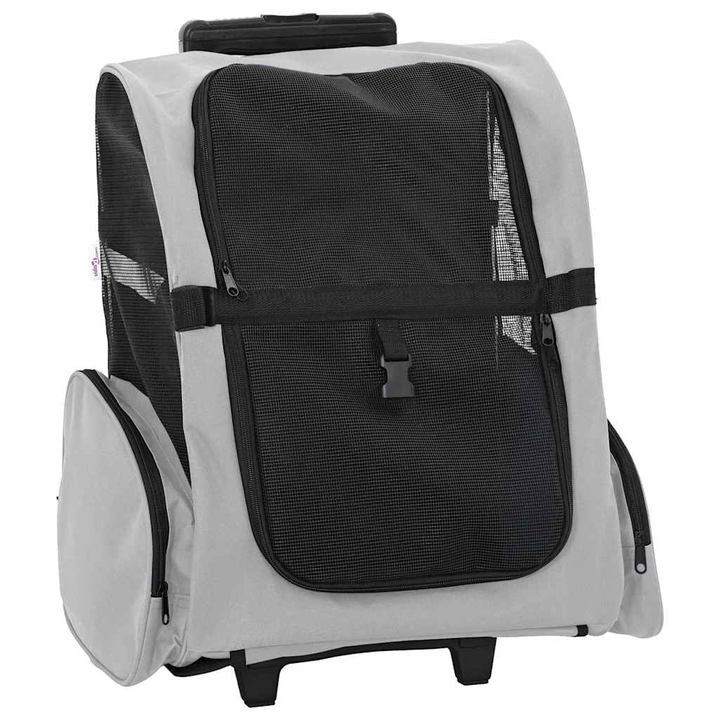 VidaXL Huisdierentrolley 3-in-1 48x32x57 cm oxford stof grijs