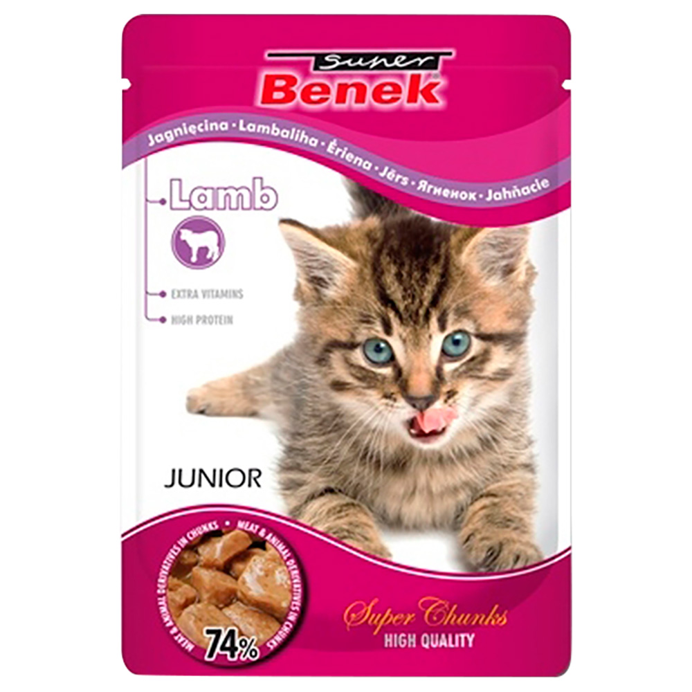 Benek 24x 100g Super  Super Brokken Kitten Kattenvoer Nat