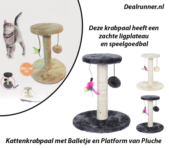 Dealrunner Kattenkrabpaal met Balletje en Platform van Pluche