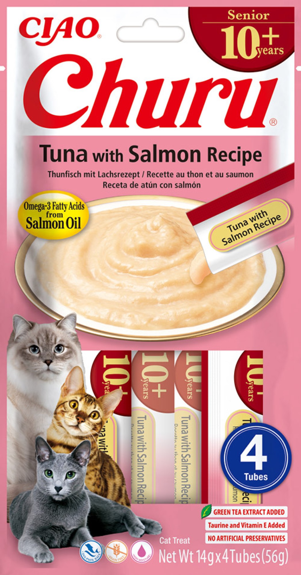 Inaba Churu kat Senior 10+ Puree Tonijn met zalm
