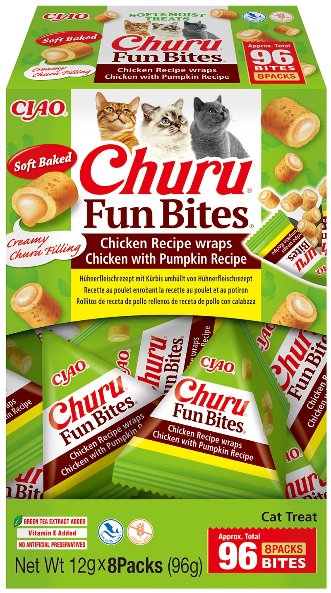 Inaba Churu Fun Bites kat Kip met pompoen