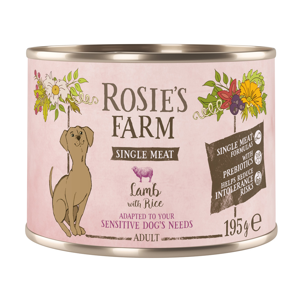 Rosie's Farm 6x 195g  Single Meat Adult Lam & Rijst nat hondenvoer