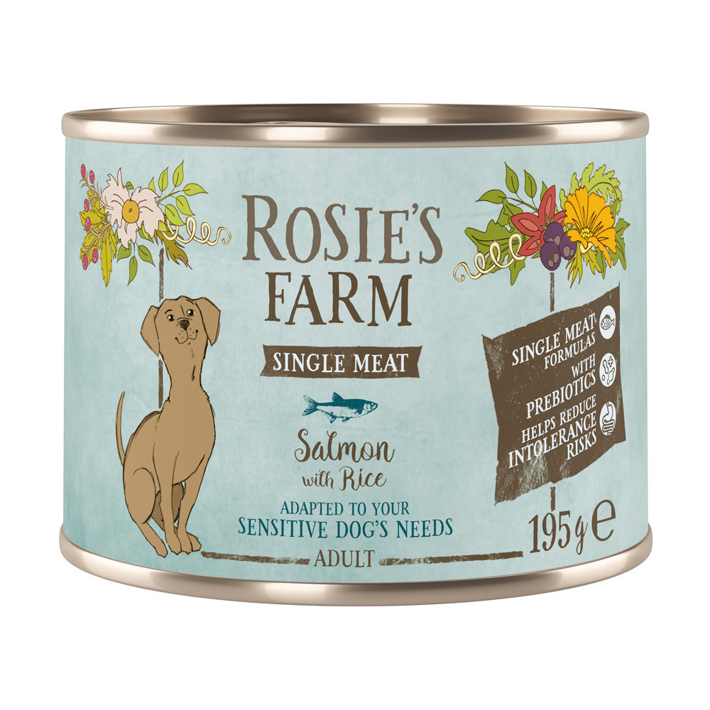 Rosie's Farm 6x 195g  Single Meat Adult Fish & Rijst nat hondenvoer