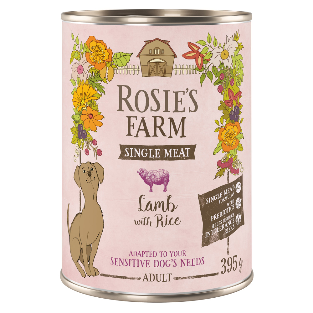 Rosie's Farm 6x 395g  Single Meat Adult Lam & Rijst nat hondenvoer