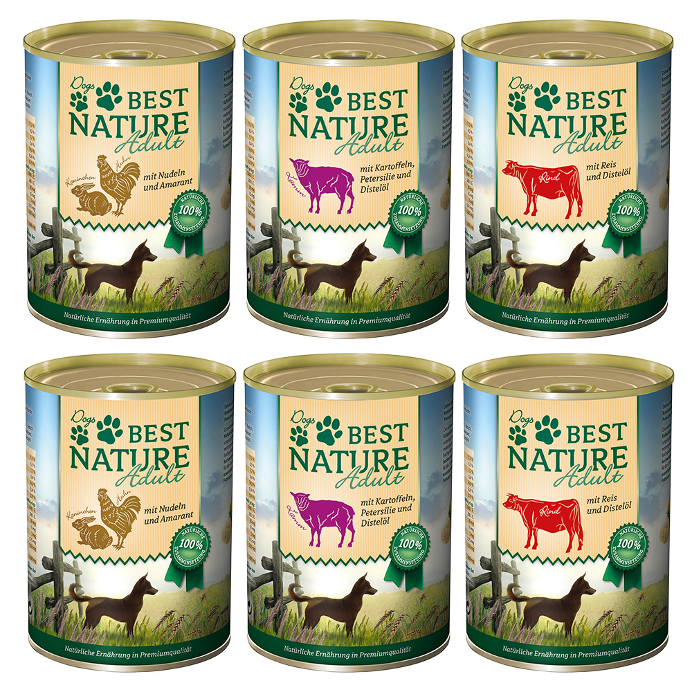 Best Nature 6x 400g  Dog Adult Mixpack (3 soorten) nat hondenvoer