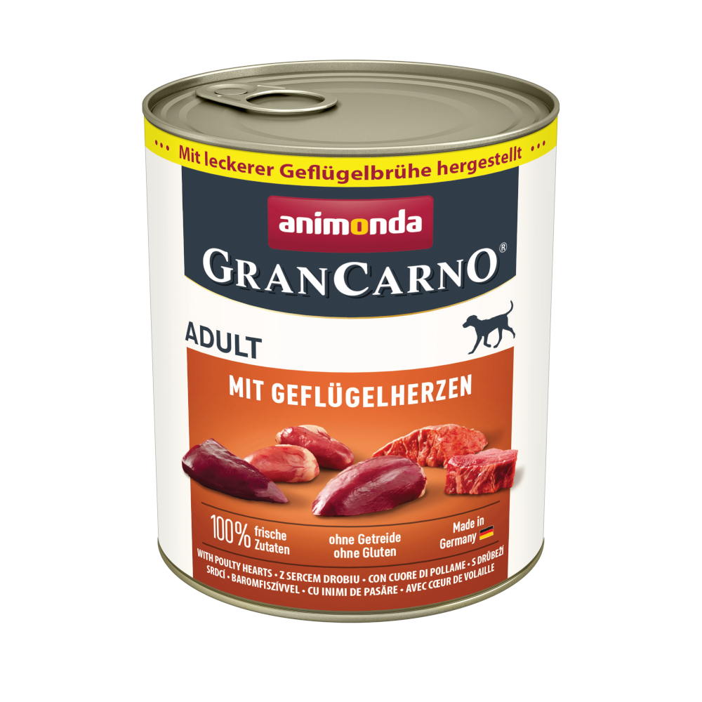 Animonda GranCarno Original Adult 6 x 800 g - met Gevogeltehartjes