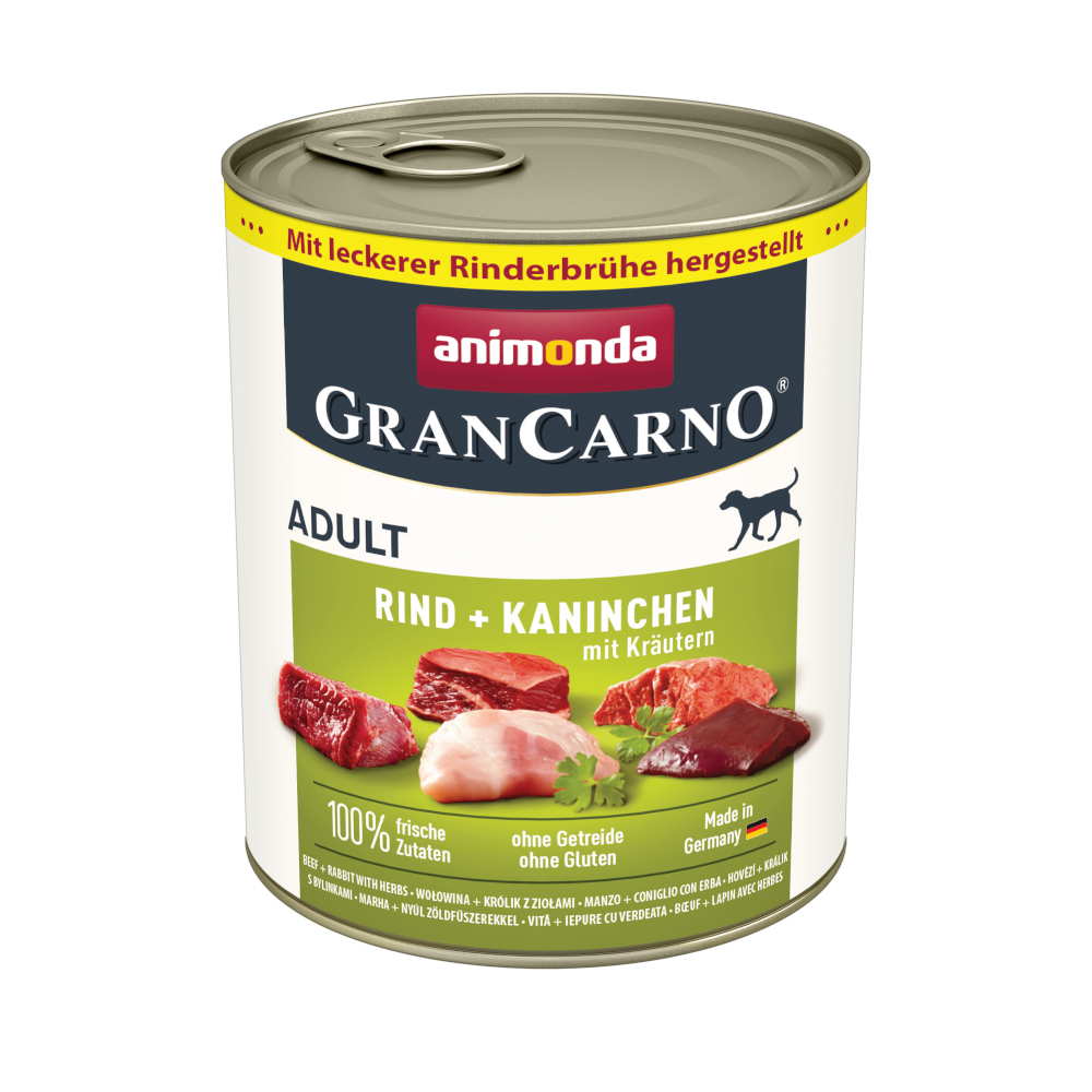 Animonda GranCarno Original Adult 6 x 800 g - Rundvlees + Konijn met Kruiden