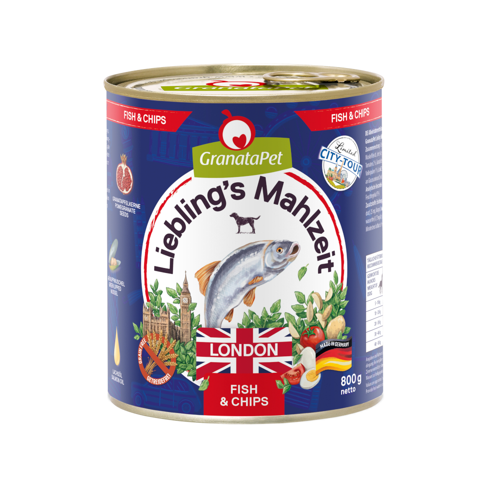 Granatapet 6 x 800g  Lievelingsmaaltijd City Tour London natvoer voor honden