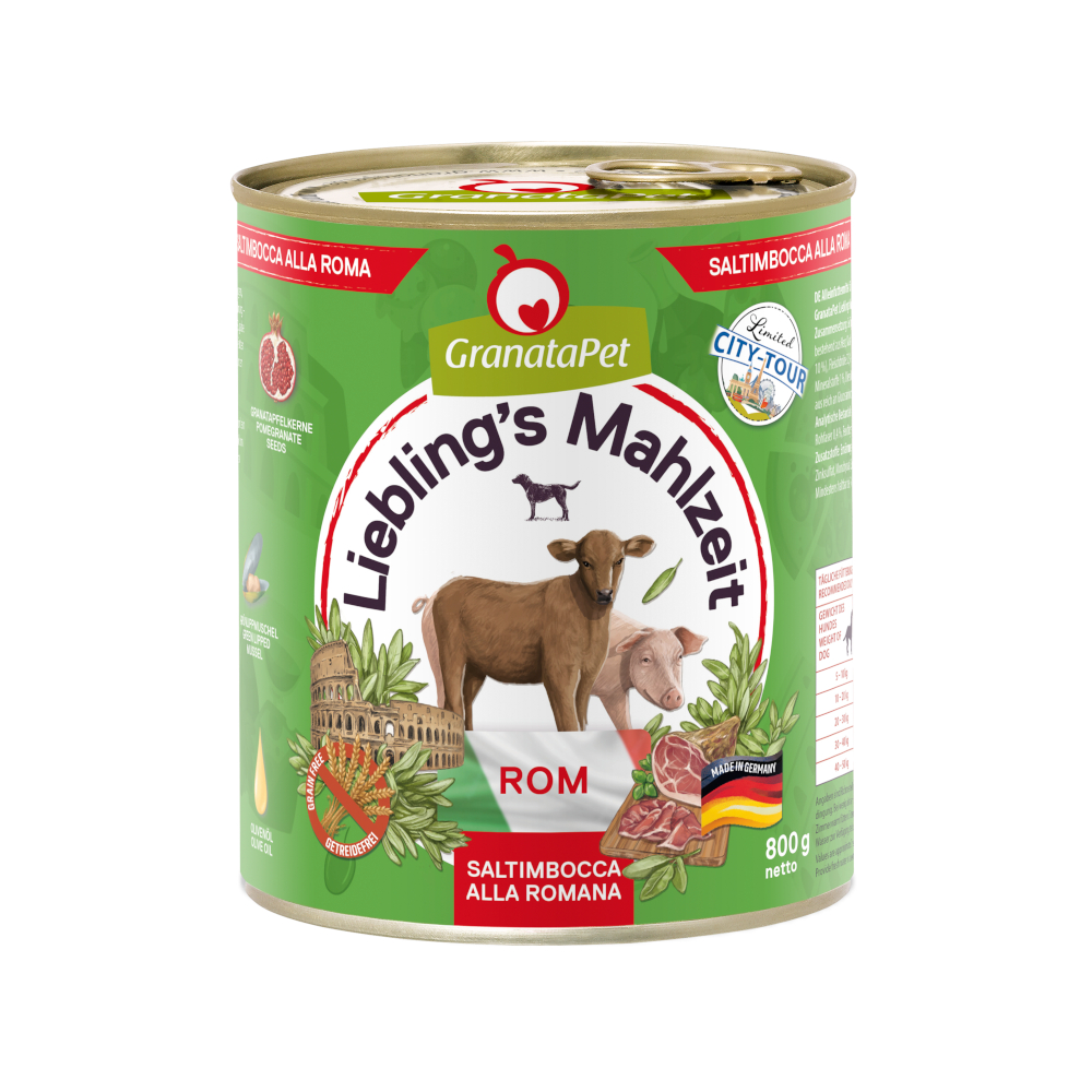 Granatapet 6 x 800g  Lievelingsmaaltijd City Tour Rome nat hondenvoer