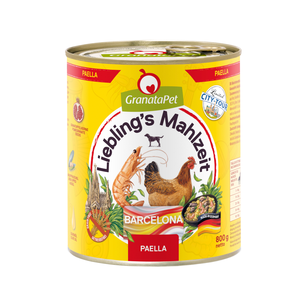 Granatapet 6 x 800g  Lievelingsmaaltijd City Tour Barcelona nat hondenvoer
