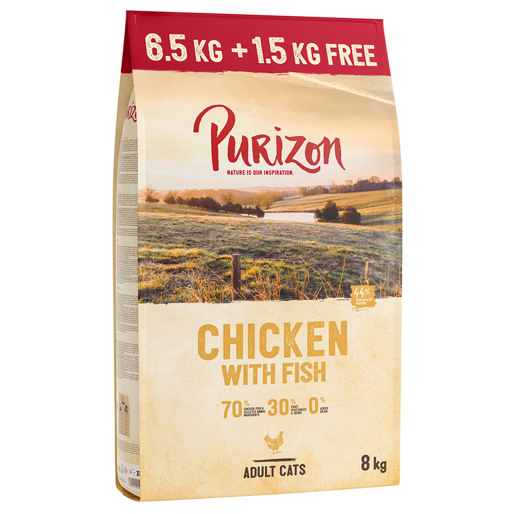 Purizon 6,5kg+1,5kg gratis Adult Kip & Vis  Kattenvoer droog