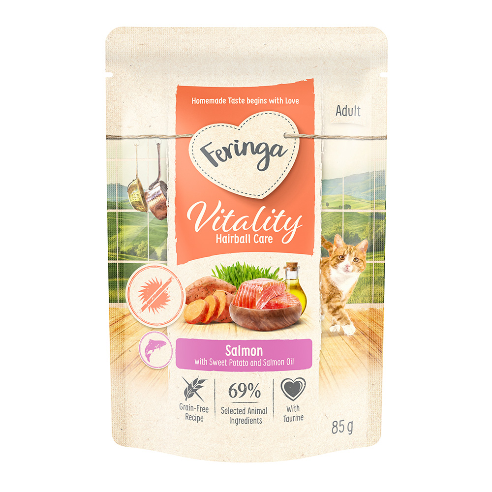 Feringa 12 x 85g  Vitality Anti-Hairball Zalm Katten Natvoer