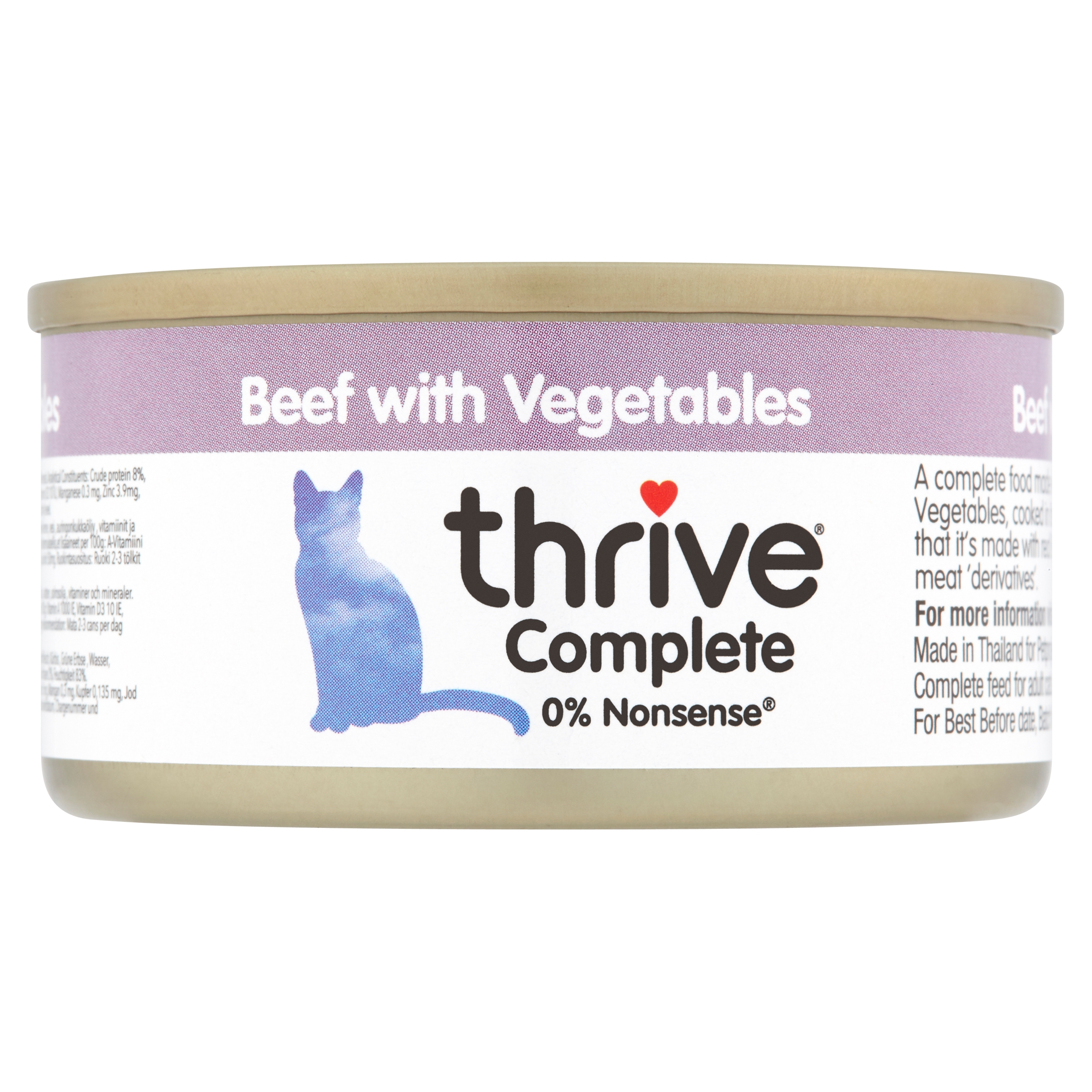 Thrive 6x75g Adult Wet Complete Rund met Groenten  Kattenvoer