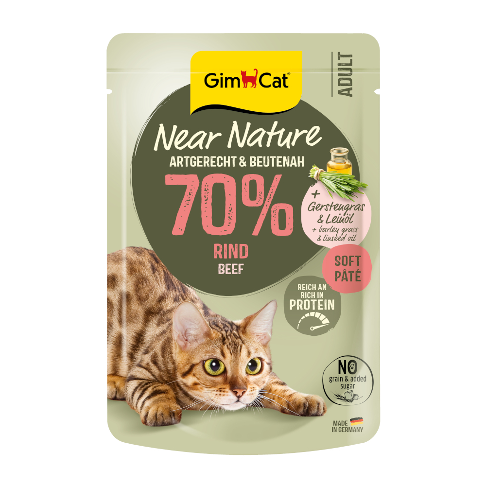 Gimcat 16x85g  Dichtbij de Natuur  Rund natvoer voor katten