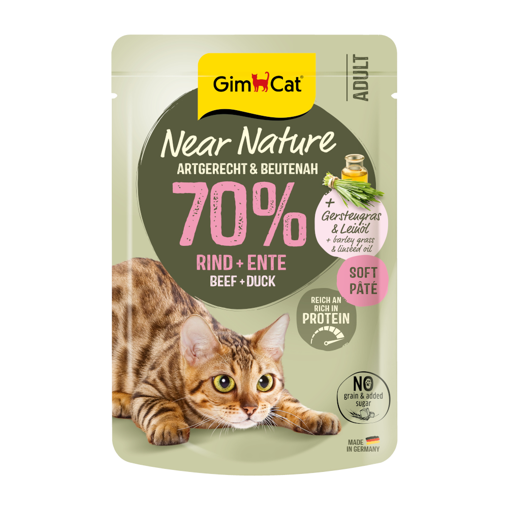 Gimcat 16x85g  Dichtbij de Natuur Rund & Eend natvoer voor katten