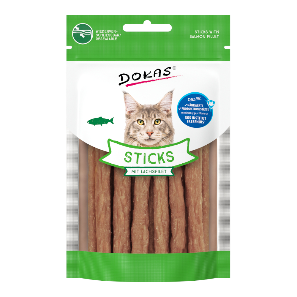 Dokas 30g  sticks met zalmfilet kattensnacks