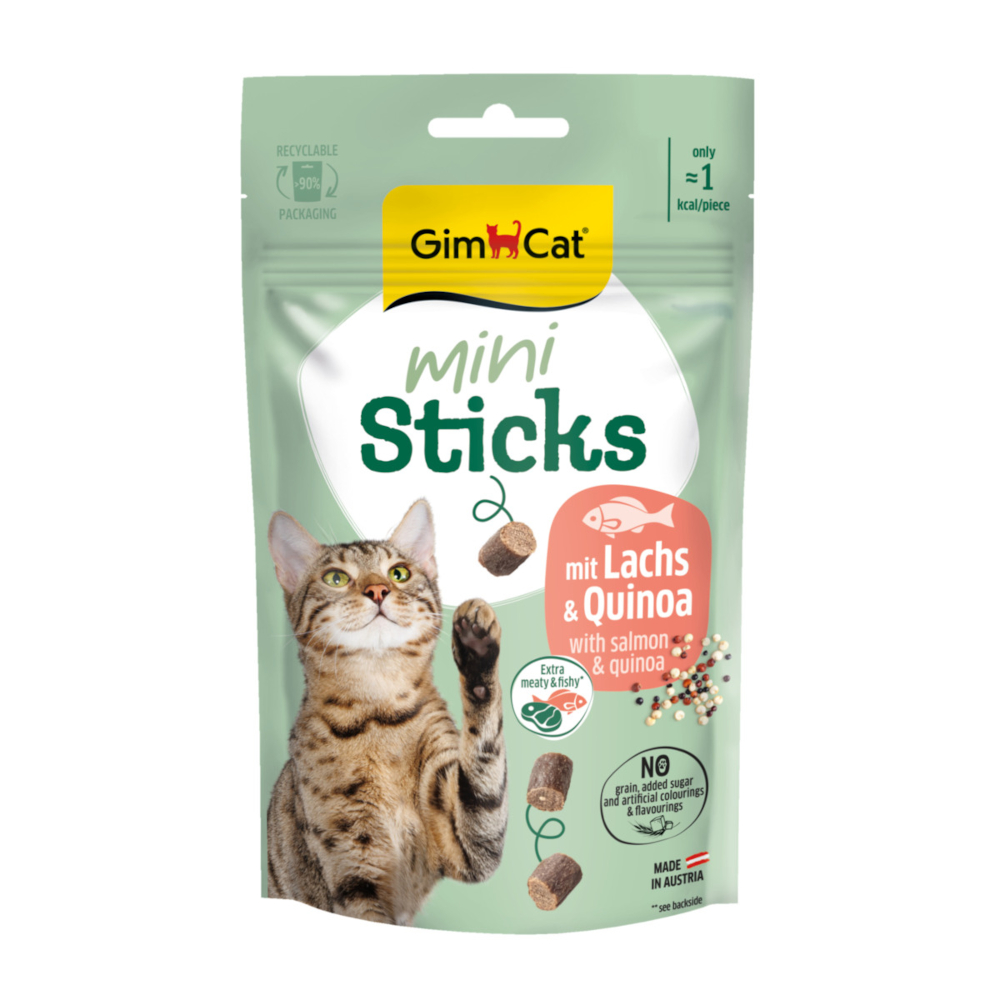 Gimcat 50g   Ministokjes Zalm & Quinoa kattensnacks