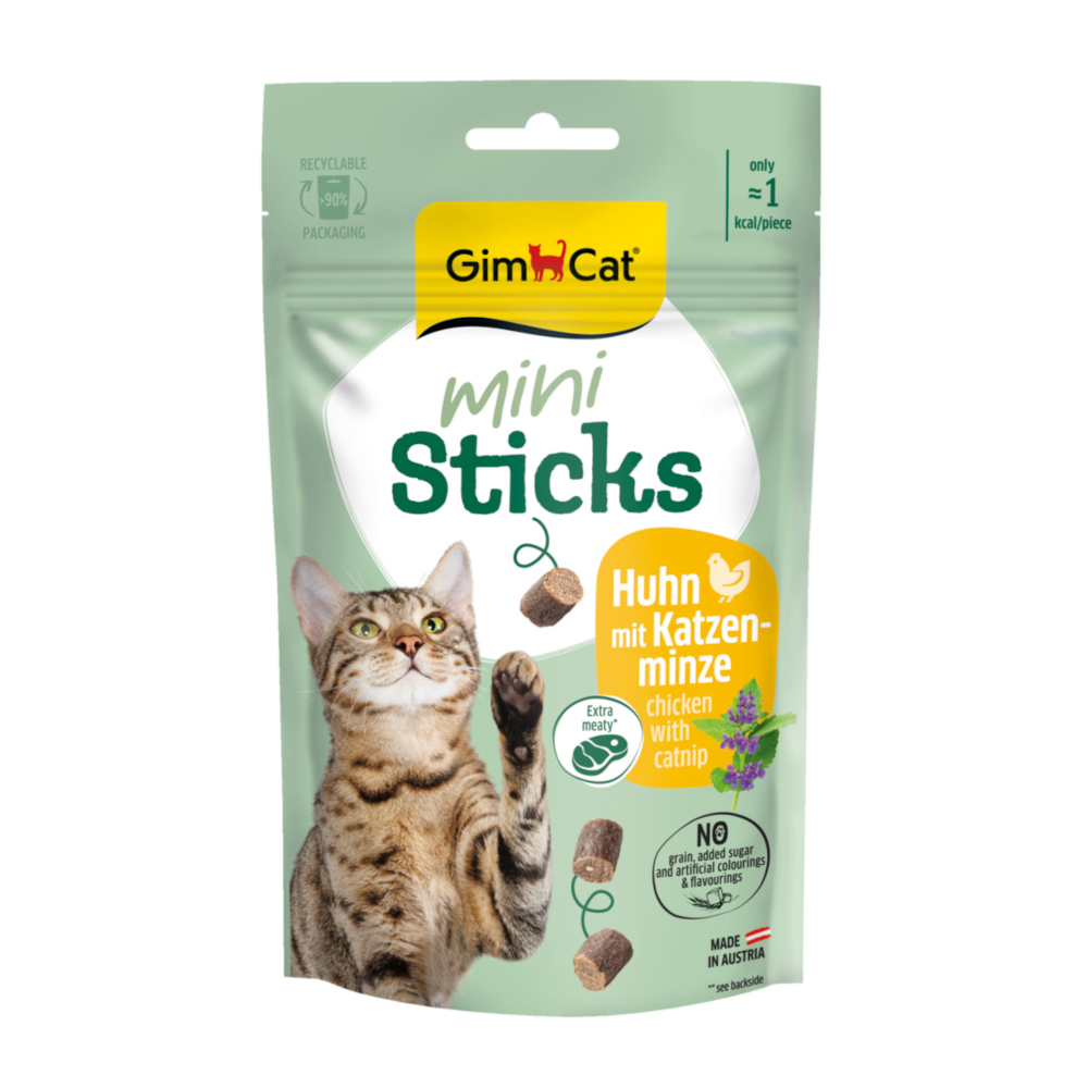 Gimcat 50g  Ministokjes Kip met kattenkruid kattensnacks