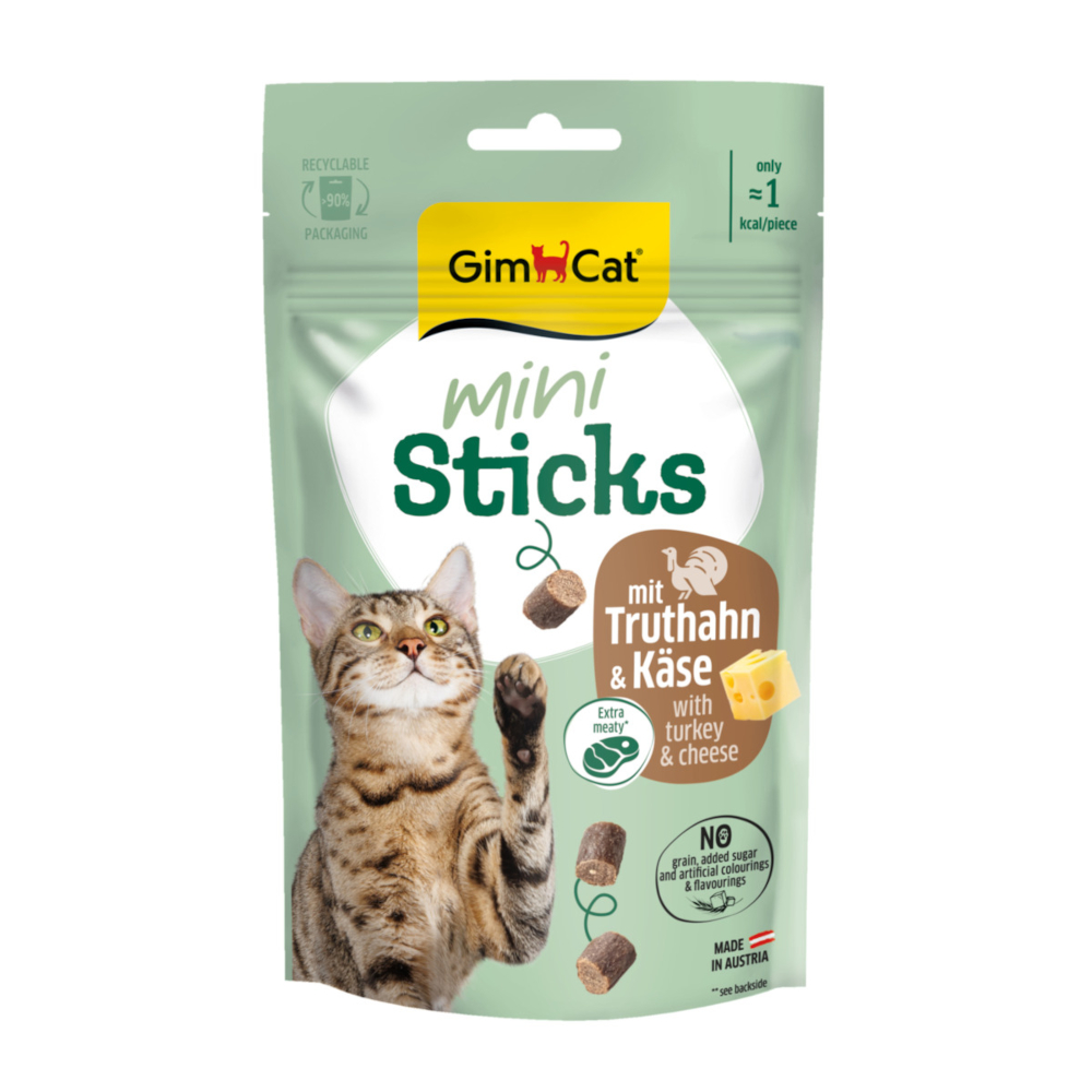 Gimcat 50g  Ministokjes Kalkoen & Kaas kattensnacks