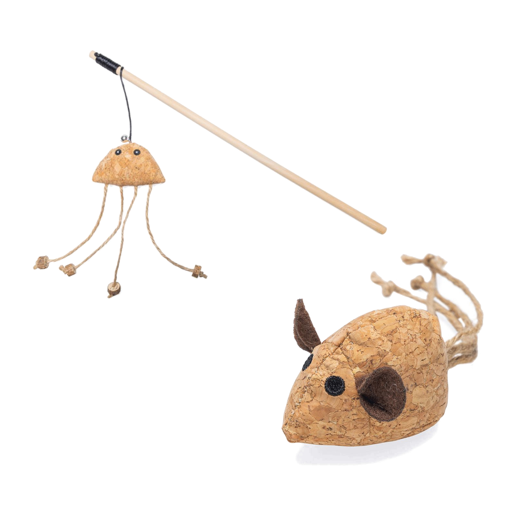 Beeztees Catnip kattenspeelset kurk kurk muis Reinie + kattenhengel octopus Tako voor katten