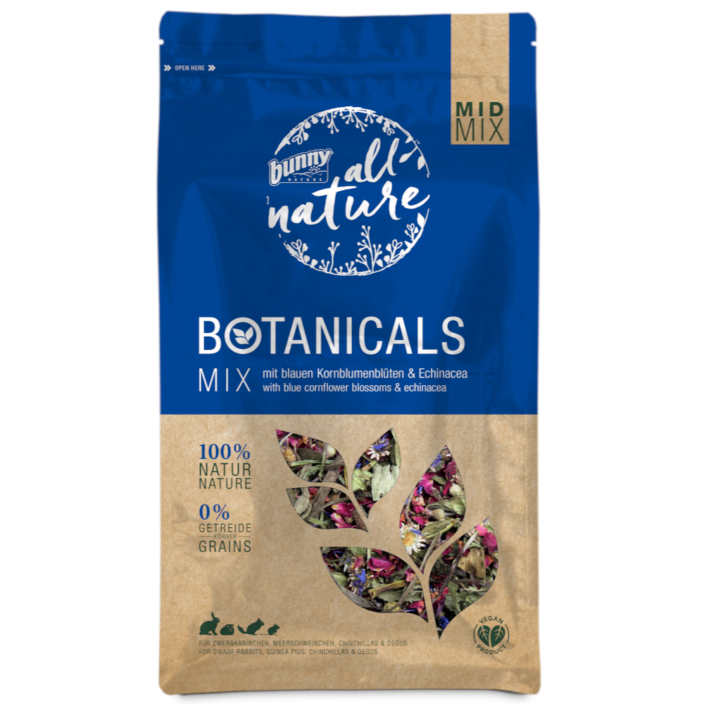 BunnyNature 120g Bunny All Nature Botanicals Mid Mix Blauwe korenbloembloesem & Chinacea aanvullend diervoeder voor knaagdieren