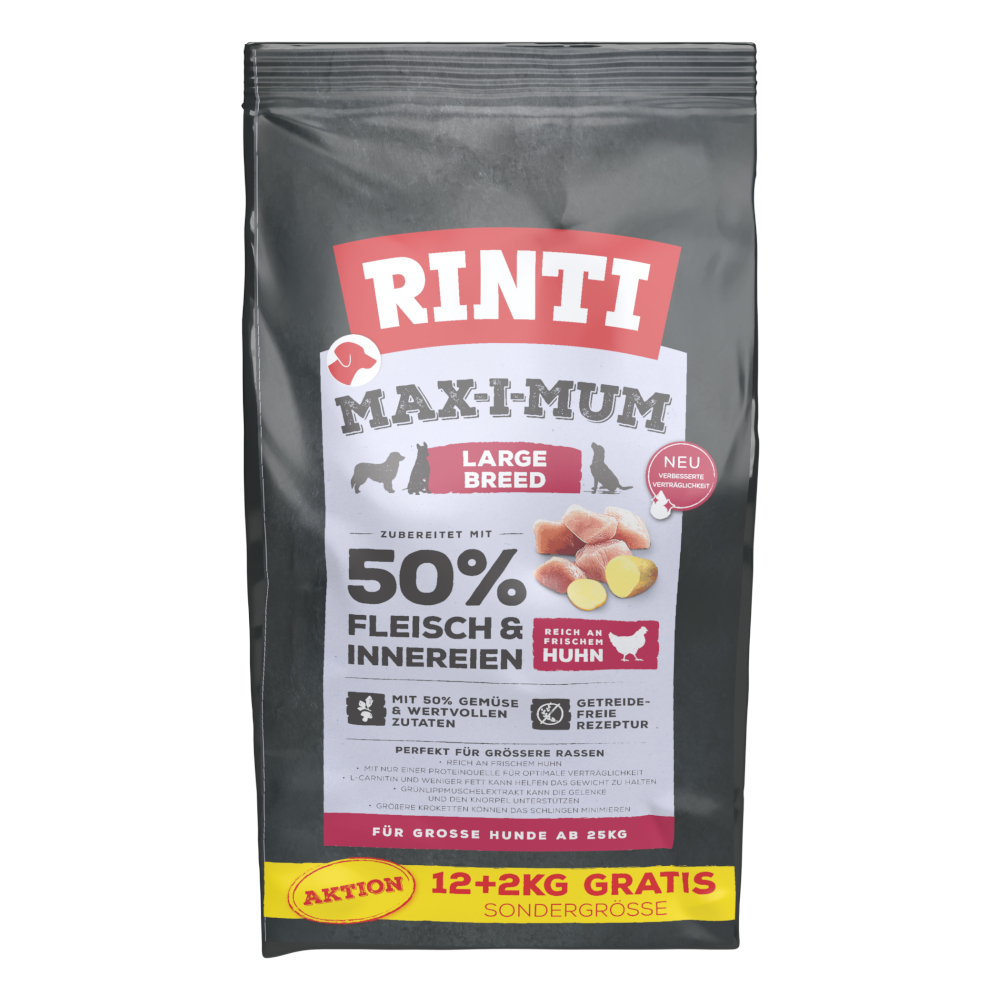 RINTI Max-i-mum 12 kg + 2 kg Gratis!  droogvoer voor honden 14 kg