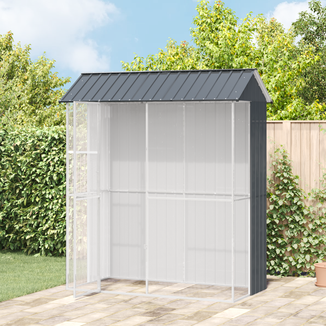 vidaXL Vogelkooi Anthraciet 215x110x247 cm Staal