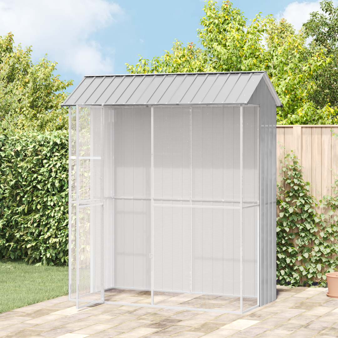vidaXL Vogelvolière Grijs 215x110x247 cm Staal