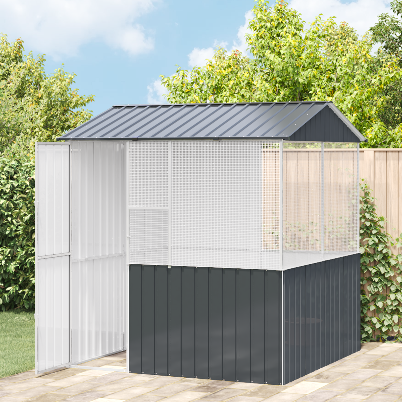 vidaXL Vogelkooi Antraciet 215x78x200 cm Gegalvaniseerd Staal