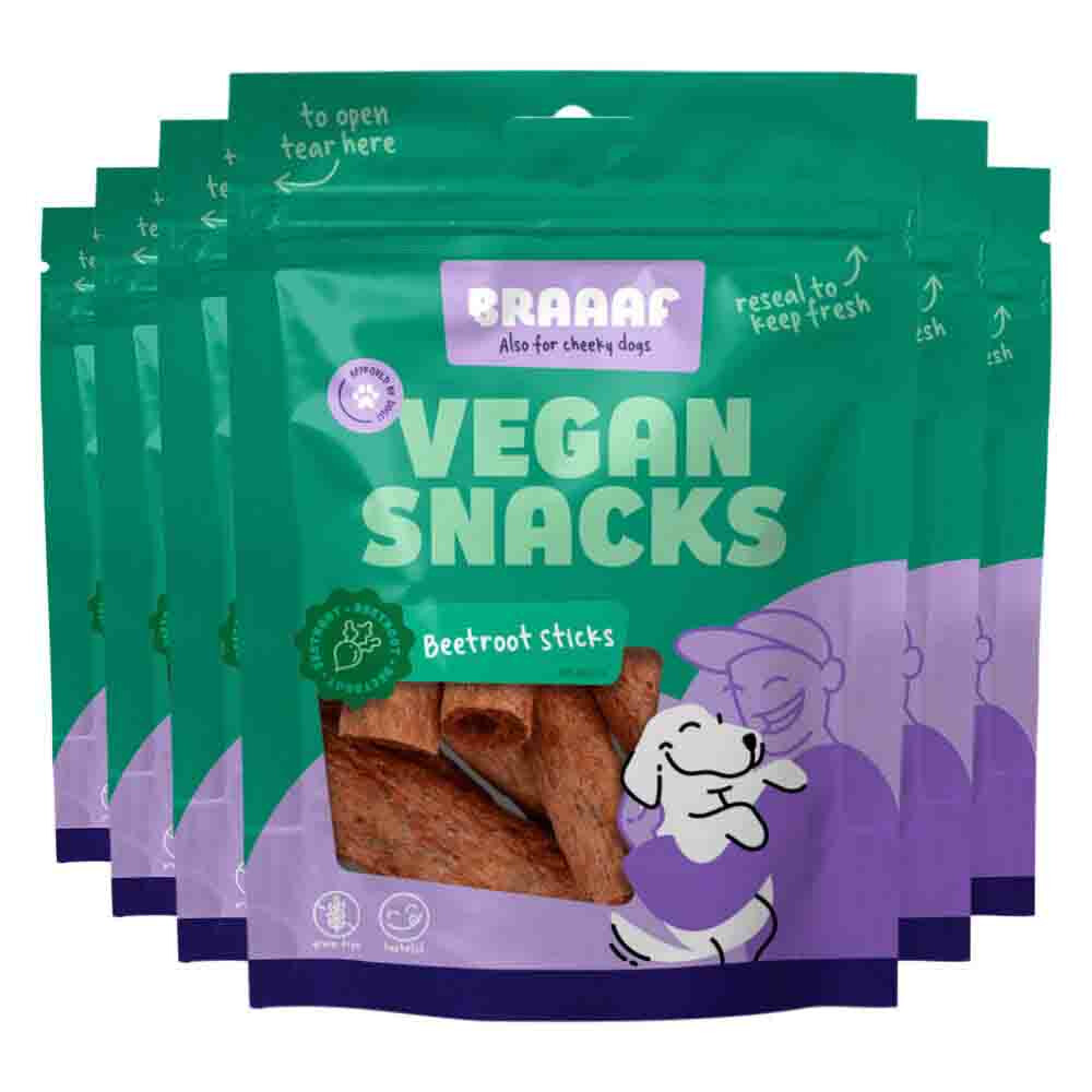 Braaaf 6x  Sticks Hondensnack Pompoen 12 cm 80 gr