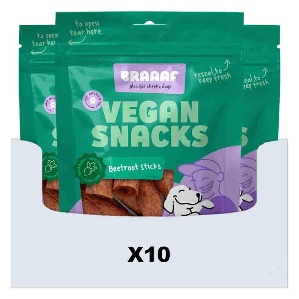 Braaaf 10x  Sticks Hondensnack Bieten 6 cm 80 gr