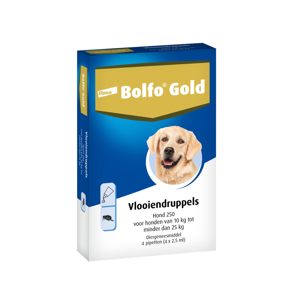 Bolfo 2x  Gold Anti Vlooiendruppels Hond 10 - 25 kg 4 pipetten