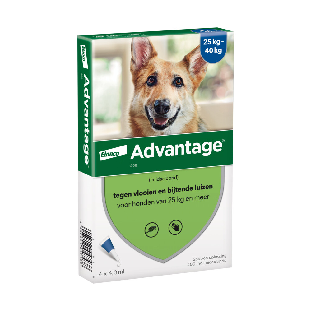 Advantage 2x  Anti Vlooiendruppels 400 Hond 25 - 40 kg 4 pipetten