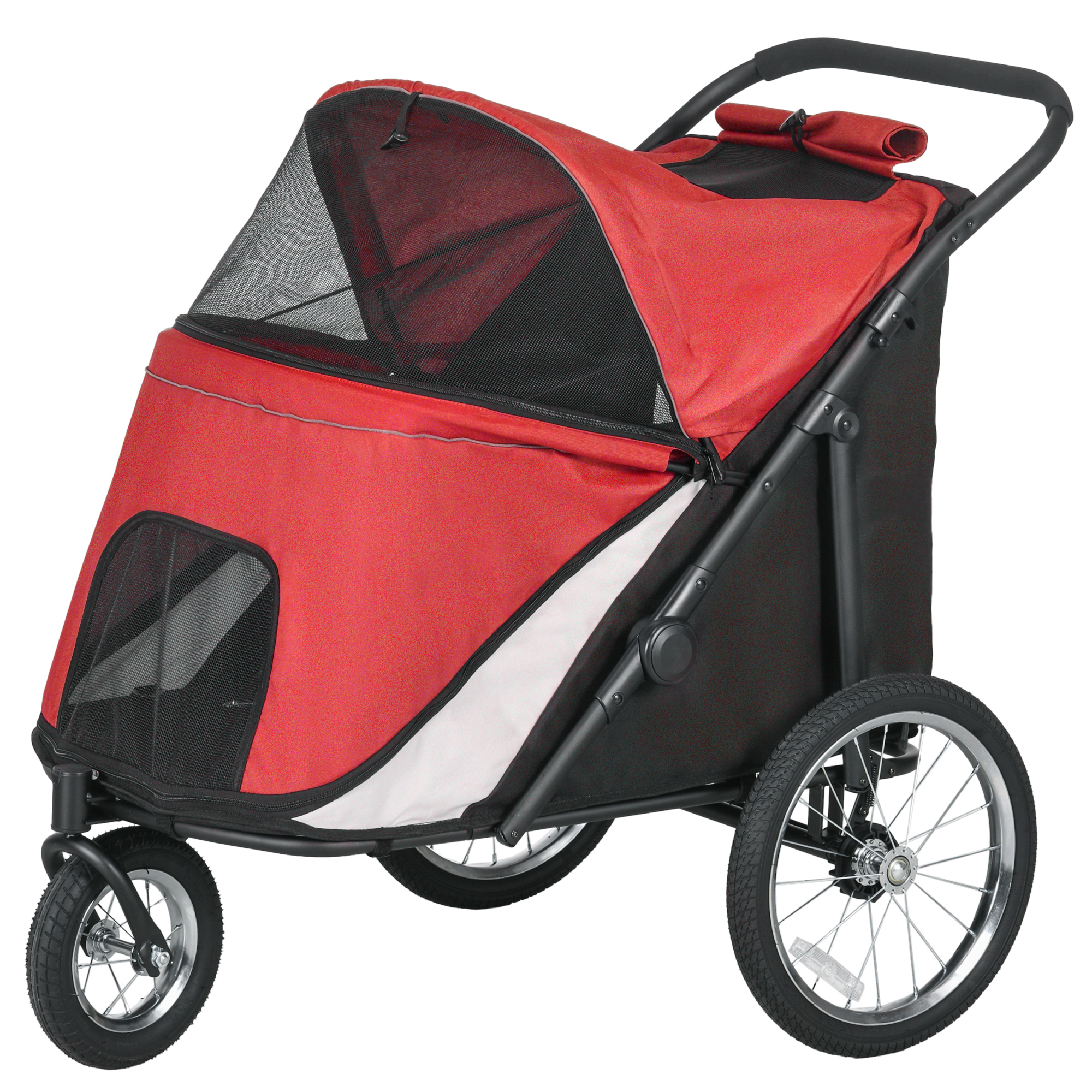 PawHut Hondbuggy, opvouwbaar, inklapbaar, ligkussen, stalen frame, Rood/Zwart
