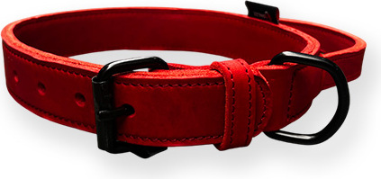 Bonezz halsband vetleer - Met handgreep - Rood - Diverse afmetingen