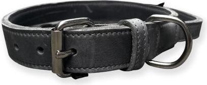 Bonezz halsband vetleer - Met handgreep - Grijs - Diverse afmetingen