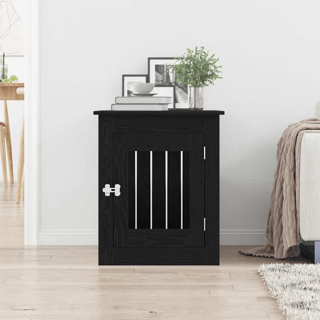 vidaXL Hondenbenchmeubel 75x55x65 cm bewerkt hout zwart eikenkleurig